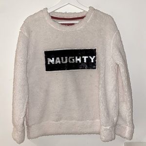 *HUGE XMAS CLEARANCE* Naughty or Nice Sherpa Crewneck - “Ugly Christmas Sweater”